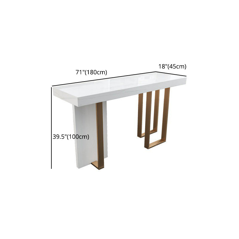 Rectangle Bar Table Contemporary Bar Dining Table with 4 Gold Legs Clearhalo 'Bar Furniture' 'Bar Tables' 'bar_tables' 'furn' 'furn_bar_tables' 'Furniture' 'furniture_bar_tables' 'Kitchen & Dining Furniture' 4983987