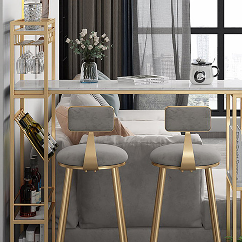 Nordic Bar Table 42-inch Height Artificial Marble Top and Iron Pedestal Pub Table Clearhalo 'Bar Furniture' 'Bar Tables' 'bar_tables' 'furn' 'furn_bar_tables' 'Furniture' 'furniture_bar_tables' 'Kitchen & Dining Furniture' 4984005