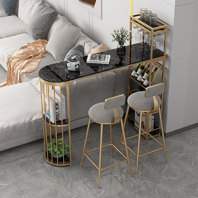 Nordic Bar Table 42-inch Height Artificial Marble Top and Iron Pedestal Pub Table Clearhalo 'Bar Furniture' 'Bar Tables' 'bar_tables' 'furn' 'furn_bar_tables' 'Furniture' 'furniture_bar_tables' 'Kitchen & Dining Furniture' 4984013