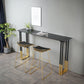 Stone Top Counter Table Metal Base 42-inch Height Nordic Bar Table 70.9"L x 15.7"W x 41.3"H Black Without Chairs Clearhalo 'Bar Furniture' 'Bar Tables' 'bar_tables' 'furn' 'furn_bar_tables' 'Furniture' 'furniture_bar_tables' 'Kitchen & Dining Furniture' 4984024