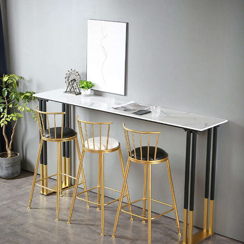 Stone Top Counter Table Metal Base 42-inch Height Nordic Bar Table Clearhalo 'Bar Furniture' 'Bar Tables' 'bar_tables' 'furn' 'furn_bar_tables' 'Furniture' 'furniture_bar_tables' 'Kitchen & Dining Furniture' 4984034