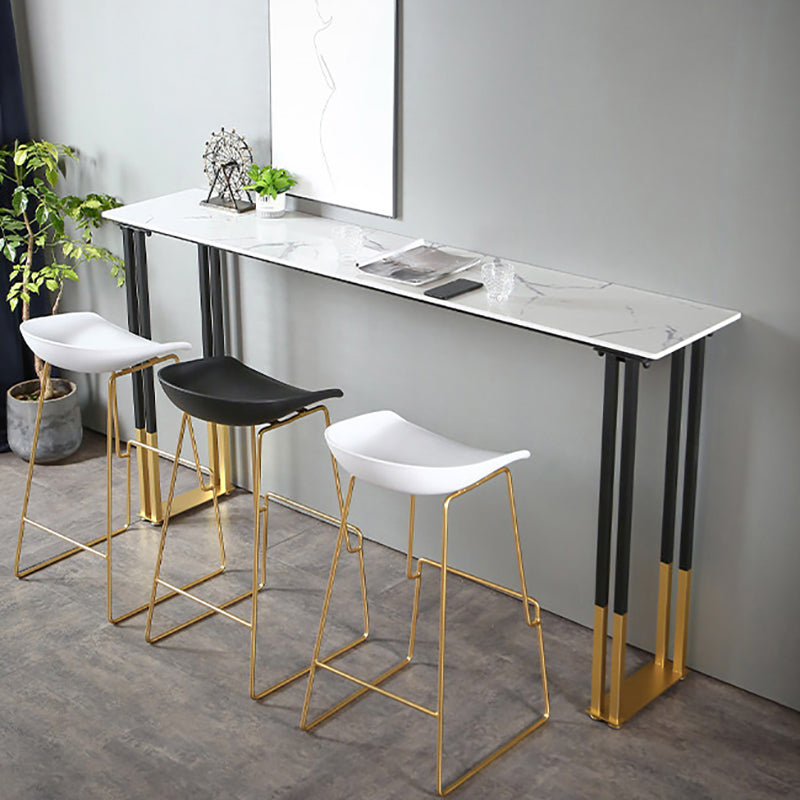 Stone Top Counter Table Metal Base 42-inch Height Nordic Bar Table Clearhalo 'Bar Furniture' 'Bar Tables' 'bar_tables' 'furn' 'furn_bar_tables' 'Furniture' 'furniture_bar_tables' 'Kitchen & Dining Furniture' 4984036