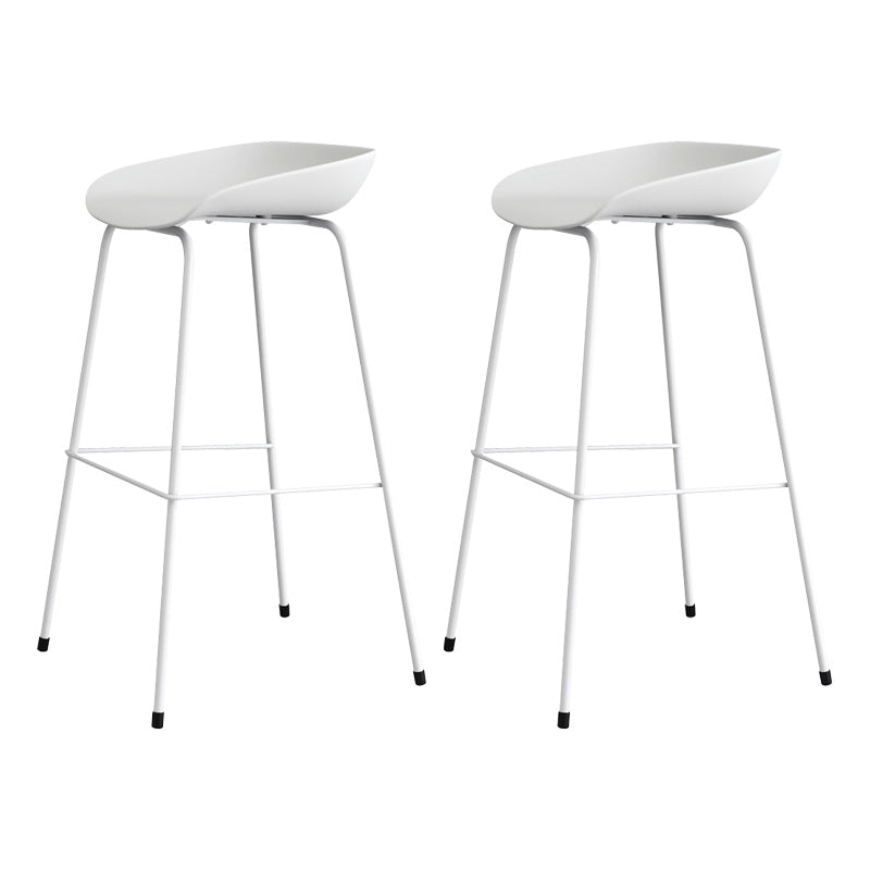 Contemporary Style Bar-stool Plastic Counter Bar Stool with Metal Legs for Kitchen White 2 Piece Set Clearhalo 'Bar Furniture' 'Bar Stools' 'bar_stools' 'furn' 'furn_bar_stools' 'Furniture' 'furniture_bar_stools' 'Kitchen & Dining Furniture' 4984133