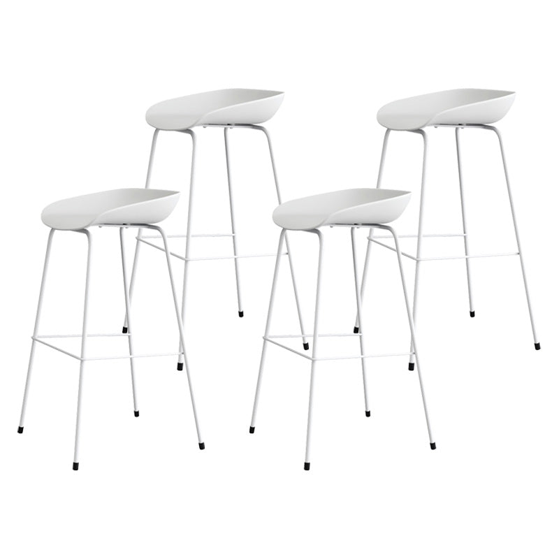 Contemporary Style Bar-stool Plastic Counter Bar Stool with Metal Legs for Kitchen White 4 Piece Set Clearhalo 'Bar Furniture' 'Bar Stools' 'bar_stools' 'furn' 'furn_bar_stools' 'Furniture' 'furniture_bar_stools' 'Kitchen & Dining Furniture' 4984134