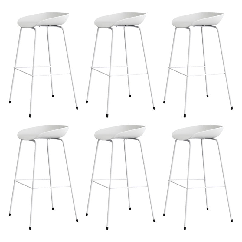 Contemporary Style Bar-stool Plastic Counter Bar Stool with Metal Legs for Kitchen White 6 Piece Set Clearhalo 'Bar Furniture' 'Bar Stools' 'bar_stools' 'furn' 'furn_bar_stools' 'Furniture' 'furniture_bar_stools' 'Kitchen & Dining Furniture' 4984137