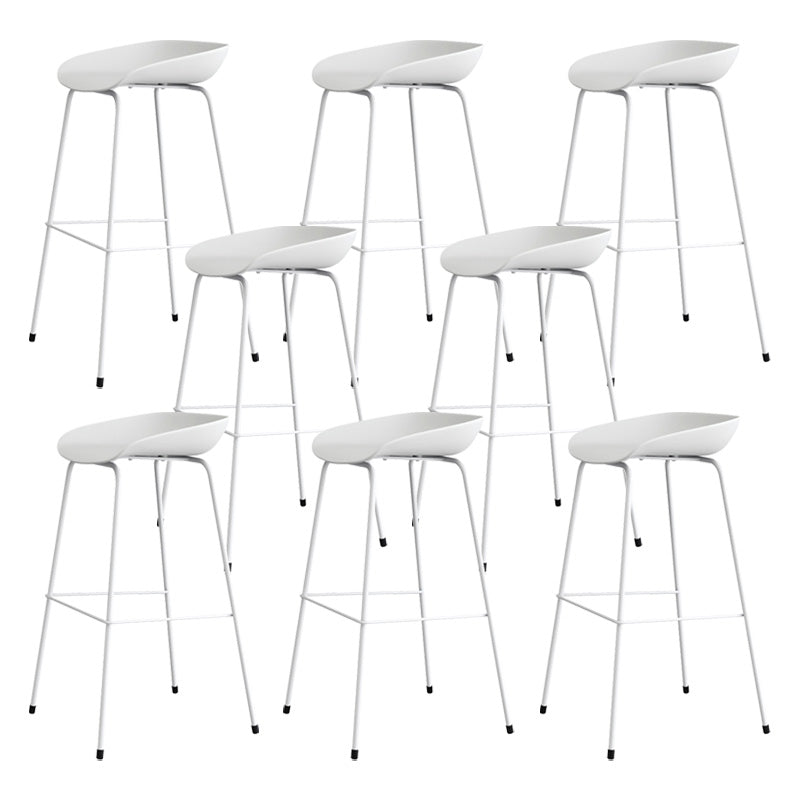Contemporary Style Bar-stool Plastic Counter Bar Stool with Metal Legs for Kitchen White 8 Piece Set Clearhalo 'Bar Furniture' 'Bar Stools' 'bar_stools' 'furn' 'furn_bar_stools' 'Furniture' 'furniture_bar_stools' 'Kitchen & Dining Furniture' 4984139
