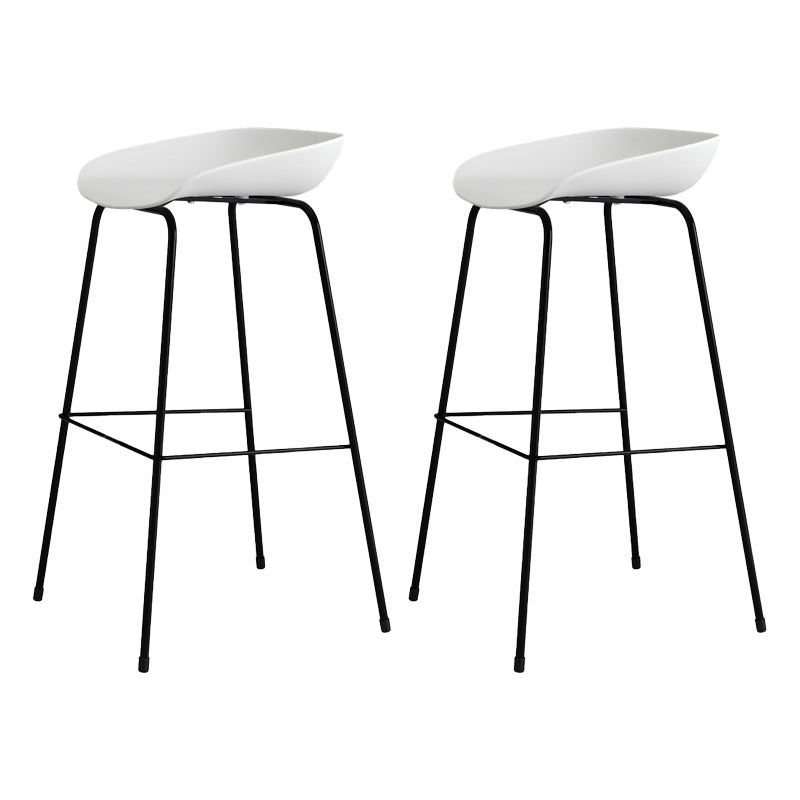 Contemporary Style Bar-stool Plastic Counter Bar Stool with Metal Legs for Kitchen White-Black 2 Piece Set Clearhalo 'Bar Furniture' 'Bar Stools' 'bar_stools' 'furn' 'furn_bar_stools' 'Furniture' 'furniture_bar_stools' 'Kitchen & Dining Furniture' 4984142