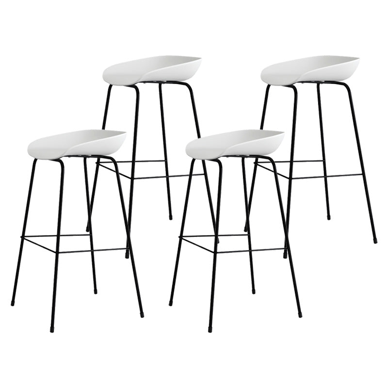 Contemporary Style Bar-stool Plastic Counter Bar Stool with Metal Legs for Kitchen White-Black 4 Piece Set Clearhalo 'Bar Furniture' 'Bar Stools' 'bar_stools' 'furn' 'furn_bar_stools' 'Furniture' 'furniture_bar_stools' 'Kitchen & Dining Furniture' 4984143