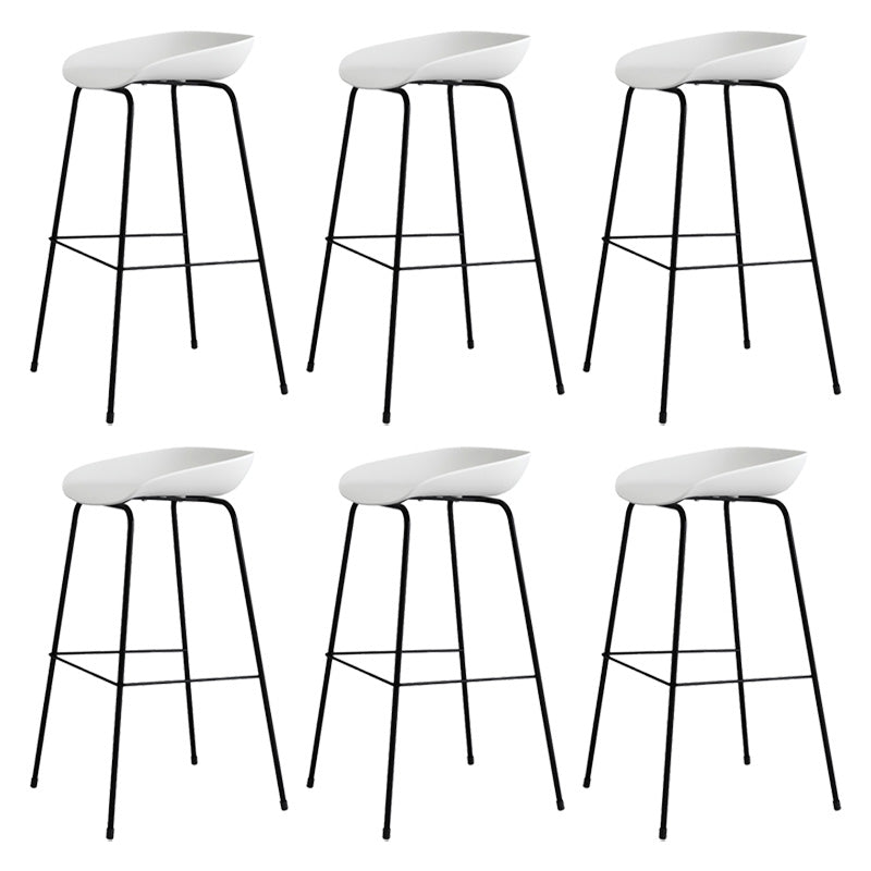 Contemporary Style Bar-stool Plastic Counter Bar Stool with Metal Legs for Kitchen White-Black 6 Piece Set Clearhalo 'Bar Furniture' 'Bar Stools' 'bar_stools' 'furn' 'furn_bar_stools' 'Furniture' 'furniture_bar_stools' 'Kitchen & Dining Furniture' 4984146
