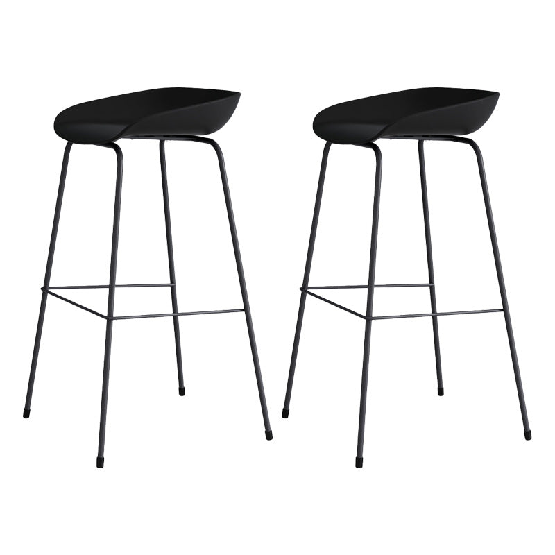 Contemporary Style Bar-stool Plastic Counter Bar Stool with Metal Legs for Kitchen Black 2 Piece Set Clearhalo 'Bar Furniture' 'Bar Stools' 'bar_stools' 'furn' 'furn_bar_stools' 'Furniture' 'furniture_bar_stools' 'Kitchen & Dining Furniture' 4984150