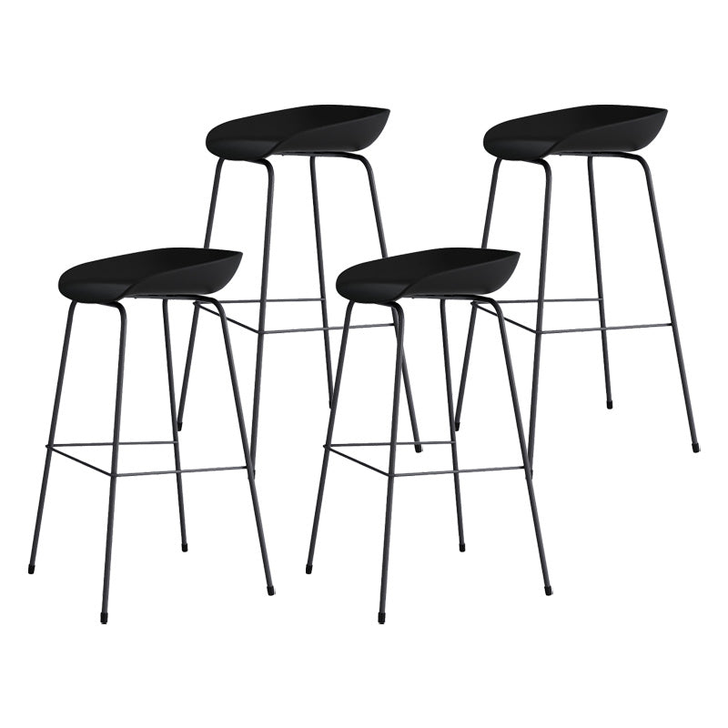 Contemporary Style Bar-stool Plastic Counter Bar Stool with Metal Legs for Kitchen Black 4 Piece Set Clearhalo 'Bar Furniture' 'Bar Stools' 'bar_stools' 'furn' 'furn_bar_stools' 'Furniture' 'furniture_bar_stools' 'Kitchen & Dining Furniture' 4984153