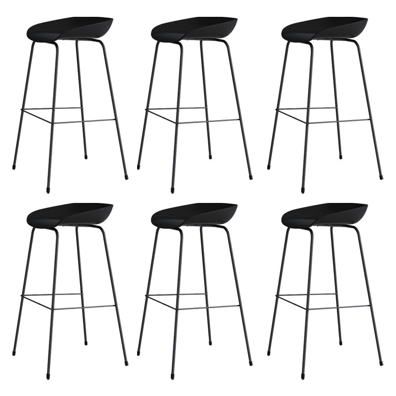 Contemporary Style Bar-stool Plastic Counter Bar Stool with Metal Legs for Kitchen Black 6 Piece Set Clearhalo 'Bar Furniture' 'Bar Stools' 'bar_stools' 'furn' 'furn_bar_stools' 'Furniture' 'furniture_bar_stools' 'Kitchen & Dining Furniture' 4984155