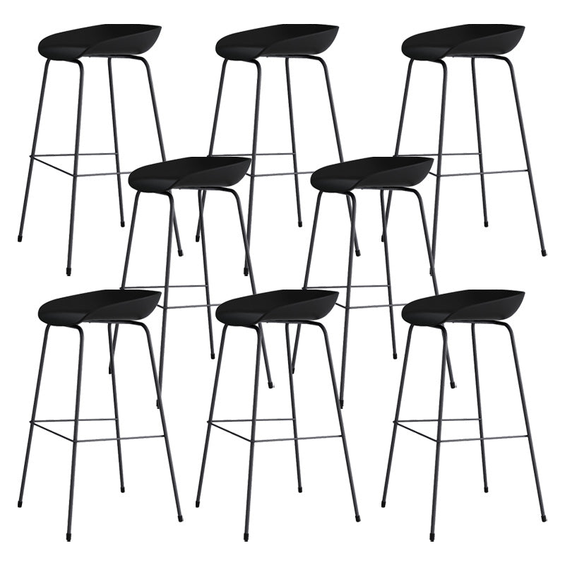 Contemporary Style Bar-stool Plastic Counter Bar Stool with Metal Legs for Kitchen Black 8 Piece Set Clearhalo 'Bar Furniture' 'Bar Stools' 'bar_stools' 'furn' 'furn_bar_stools' 'Furniture' 'furniture_bar_stools' 'Kitchen & Dining Furniture' 4984156