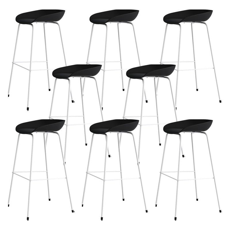 Contemporary Style Bar-stool Plastic Counter Bar Stool with Metal Legs for Kitchen Black White 8 Piece Set Clearhalo 'Bar Furniture' 'Bar Stools' 'bar_stools' 'furn' 'furn_bar_stools' 'Furniture' 'furniture_bar_stools' 'Kitchen & Dining Furniture' 4984160