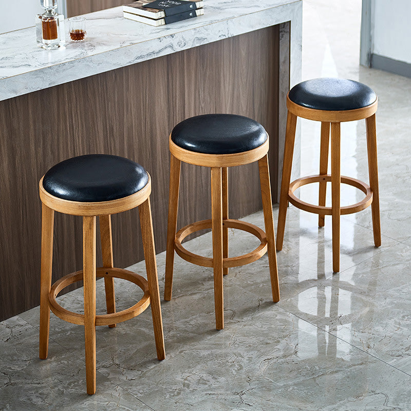 Contemporary Style Bar-stool Round Counter Bar Stool with Wooden Legs for Kitchen Clearhalo 'Bar Furniture' 'Bar Stools' 'bar_stools' 'furn' 'furn_bar_stools' 'Furniture' 'furniture_bar_stools' 'Kitchen & Dining Furniture' 4984164