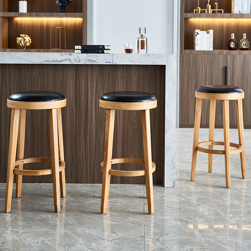 Contemporary Style Bar-stool Round Counter Bar Stool with Wooden Legs for Kitchen Clearhalo 'Bar Furniture' 'Bar Stools' 'bar_stools' 'furn' 'furn_bar_stools' 'Furniture' 'furniture_bar_stools' 'Kitchen & Dining Furniture' 4984165