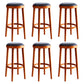 Contemporary Style Bar-stool Round Counter Bar Stool with Wooden Legs for Kitchen Red Brown 6 Piece Set Clearhalo 'Bar Furniture' 'Bar Stools' 'bar_stools' 'furn' 'furn_bar_stools' 'Furniture' 'furniture_bar_stools' 'Kitchen & Dining Furniture' 4984167