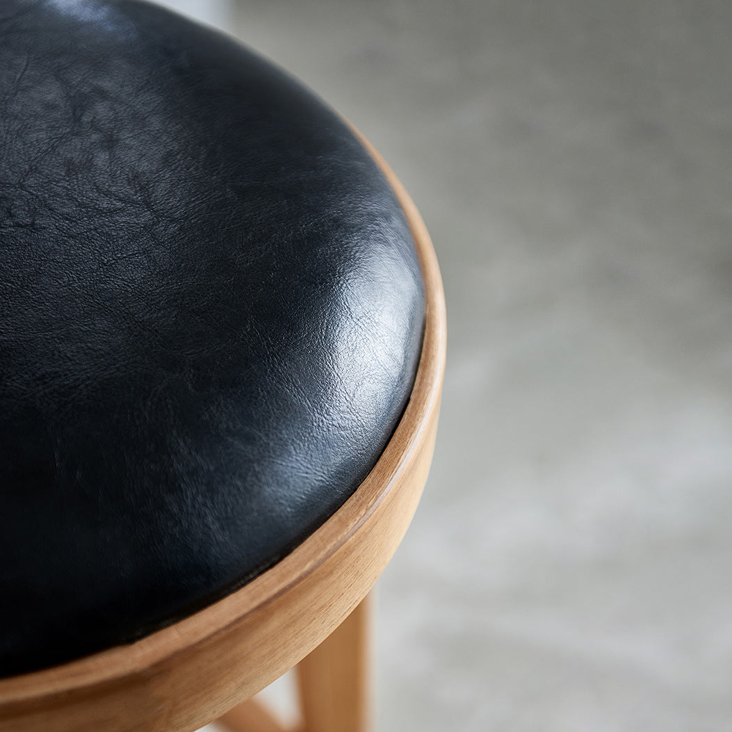Contemporary Style Bar-stool Round Counter Bar Stool with Wooden Legs for Kitchen Clearhalo 'Bar Furniture' 'Bar Stools' 'bar_stools' 'furn' 'furn_bar_stools' 'Furniture' 'furniture_bar_stools' 'Kitchen & Dining Furniture' 4984168