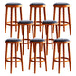 Contemporary Style Bar-stool Round Counter Bar Stool with Wooden Legs for Kitchen Red Brown 8 Piece Set Clearhalo 'Bar Furniture' 'Bar Stools' 'bar_stools' 'furn' 'furn_bar_stools' 'Furniture' 'furniture_bar_stools' 'Kitchen & Dining Furniture' 4984169