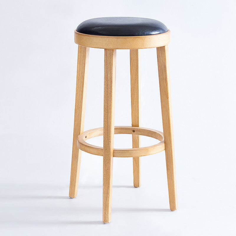 Contemporary Style Bar-stool Round Counter Bar Stool with Wooden Legs for Kitchen Clearhalo 'Bar Furniture' 'Bar Stools' 'bar_stools' 'furn' 'furn_bar_stools' 'Furniture' 'furniture_bar_stools' 'Kitchen & Dining Furniture' 4984170