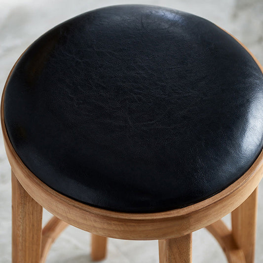 Contemporary Style Bar-stool Round Counter Bar Stool with Wooden Legs for Kitchen Clearhalo 'Bar Furniture' 'Bar Stools' 'bar_stools' 'furn' 'furn_bar_stools' 'Furniture' 'furniture_bar_stools' 'Kitchen & Dining Furniture' 4984171