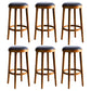 Contemporary Style Bar-stool Round Counter Bar Stool with Wooden Legs for Kitchen Walnut 6 Piece Set Clearhalo 'Bar Furniture' 'Bar Stools' 'bar_stools' 'furn' 'furn_bar_stools' 'Furniture' 'furniture_bar_stools' 'Kitchen & Dining Furniture' 4984177