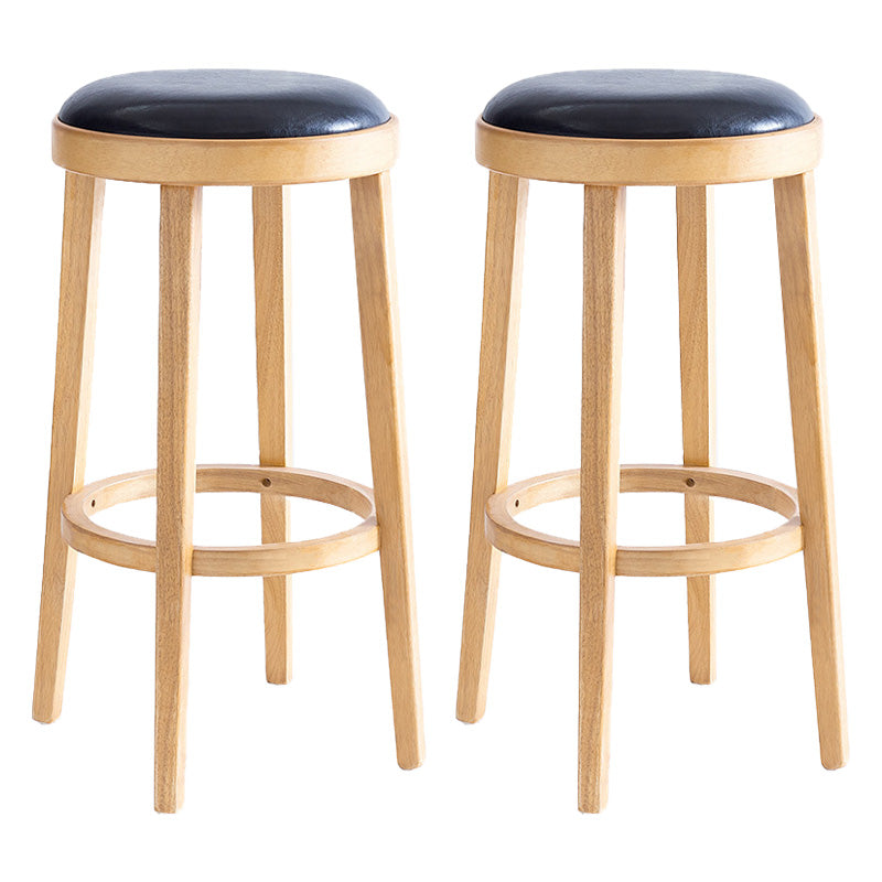 Contemporary Style Bar-stool Round Counter Bar Stool with Wooden Legs for Kitchen Wood 2 Piece Set Clearhalo 'Bar Furniture' 'Bar Stools' 'bar_stools' 'furn' 'furn_bar_stools' 'Furniture' 'furniture_bar_stools' 'Kitchen & Dining Furniture' 4984179