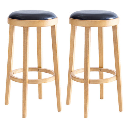 Contemporary Style Bar-stool Round Counter Bar Stool with Wooden Legs for Kitchen Wood 2 Piece Set Clearhalo 'Bar Furniture' 'Bar Stools' 'bar_stools' 'furn' 'furn_bar_stools' 'Furniture' 'furniture_bar_stools' 'Kitchen & Dining Furniture' 4984179