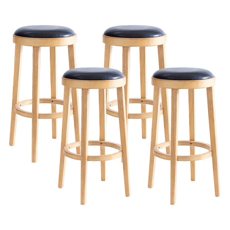 Contemporary Style Bar-stool Round Counter Bar Stool with Wooden Legs for Kitchen Wood 4 Piece Set Clearhalo 'Bar Furniture' 'Bar Stools' 'bar_stools' 'furn' 'furn_bar_stools' 'Furniture' 'furniture_bar_stools' 'Kitchen & Dining Furniture' 4984180