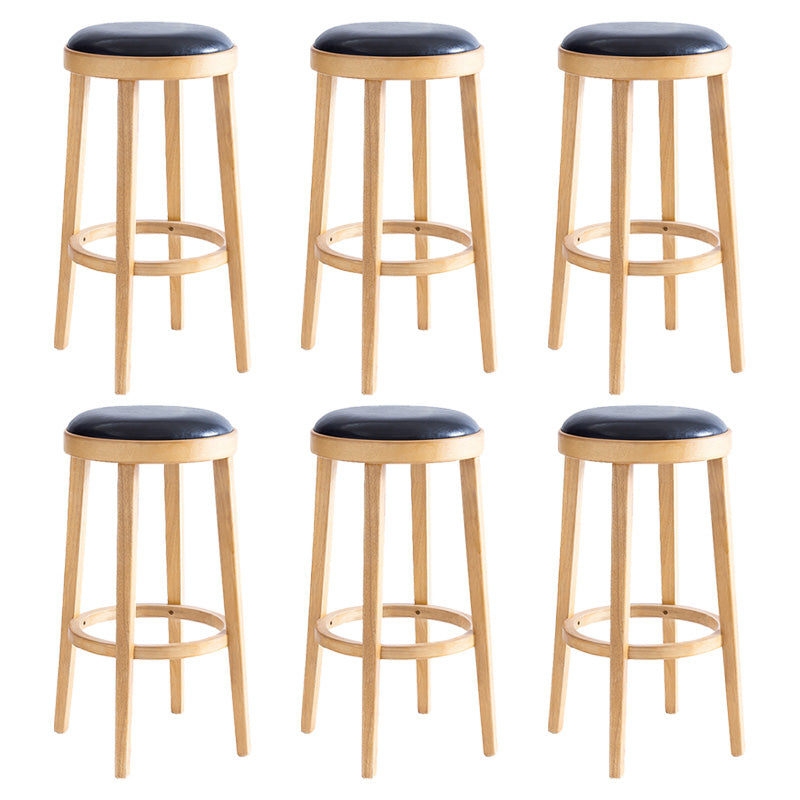 Contemporary Style Bar-stool Round Counter Bar Stool with Wooden Legs for Kitchen Wood 6 Piece Set Clearhalo 'Bar Furniture' 'Bar Stools' 'bar_stools' 'furn' 'furn_bar_stools' 'Furniture' 'furniture_bar_stools' 'Kitchen & Dining Furniture' 4984181