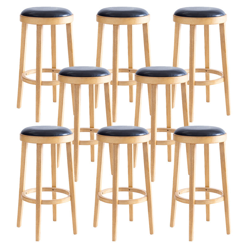 Contemporary Style Bar-stool Round Counter Bar Stool with Wooden Legs for Kitchen Wood 8 Piece Set Clearhalo 'Bar Furniture' 'Bar Stools' 'bar_stools' 'furn' 'furn_bar_stools' 'Furniture' 'furniture_bar_stools' 'Kitchen & Dining Furniture' 4984182