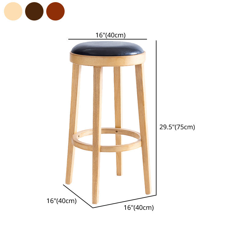 Contemporary Style Bar-stool Round Counter Bar Stool with Wooden Legs for Kitchen Clearhalo 'Bar Furniture' 'Bar Stools' 'bar_stools' 'furn' 'furn_bar_stools' 'Furniture' 'furniture_bar_stools' 'Kitchen & Dining Furniture' 4984183
