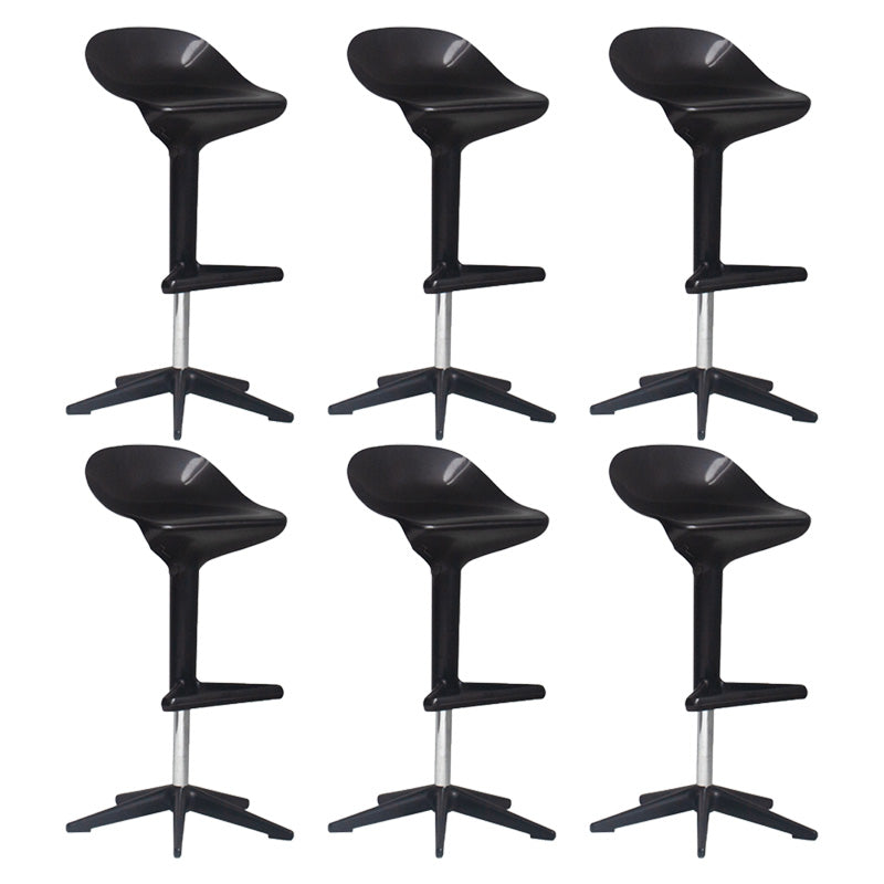 Industrial Bar-stool Adjustable Leather Counter Bar Stool with Metal Legs Black 6 Piece Set Clearhalo 'Bar Furniture' 'Bar Stools' 'bar_stools' 'furn' 'furn_bar_stools' 'Furniture' 'furniture_bar_stools' 'Kitchen & Dining Furniture' 4984189