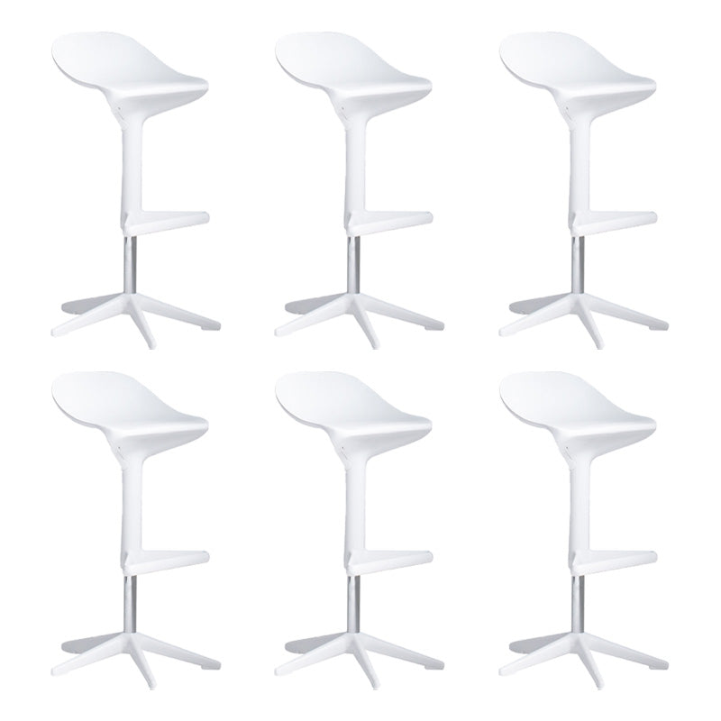 Industrial Bar-stool Adjustable Leather Counter Bar Stool with Metal Legs White 6 Piece Set Clearhalo 'Bar Furniture' 'Bar Stools' 'bar_stools' 'furn' 'furn_bar_stools' 'Furniture' 'furniture_bar_stools' 'Kitchen & Dining Furniture' 4984199