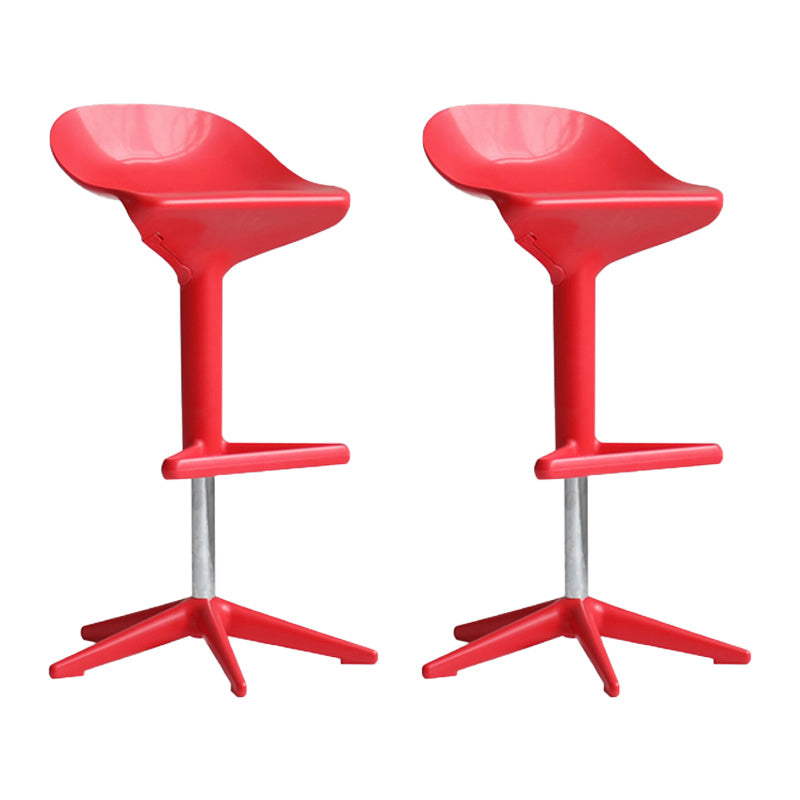 Industrial Bar-stool Adjustable Leather Counter Bar Stool with Metal Legs Red 2 Piece Set Clearhalo 'Bar Furniture' 'Bar Stools' 'bar_stools' 'furn' 'furn_bar_stools' 'Furniture' 'furniture_bar_stools' 'Kitchen & Dining Furniture' 4984203