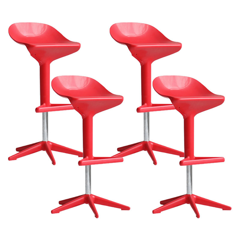 Industrial Bar-stool Adjustable Leather Counter Bar Stool with Metal Legs Red 4 Piece Set Clearhalo 'Bar Furniture' 'Bar Stools' 'bar_stools' 'furn' 'furn_bar_stools' 'Furniture' 'furniture_bar_stools' 'Kitchen & Dining Furniture' 4984205