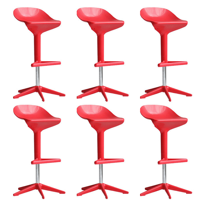 Industrial Bar-stool Adjustable Leather Counter Bar Stool with Metal Legs Red 6 Piece Set Clearhalo 'Bar Furniture' 'Bar Stools' 'bar_stools' 'furn' 'furn_bar_stools' 'Furniture' 'furniture_bar_stools' 'Kitchen & Dining Furniture' 4984207