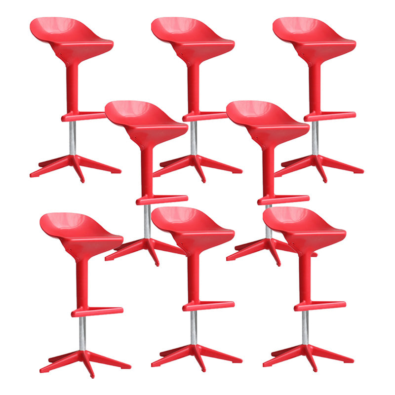 Industrial Bar-stool Adjustable Leather Counter Bar Stool with Metal Legs Red 8 Piece Set Clearhalo 'Bar Furniture' 'Bar Stools' 'bar_stools' 'furn' 'furn_bar_stools' 'Furniture' 'furniture_bar_stools' 'Kitchen & Dining Furniture' 4984209