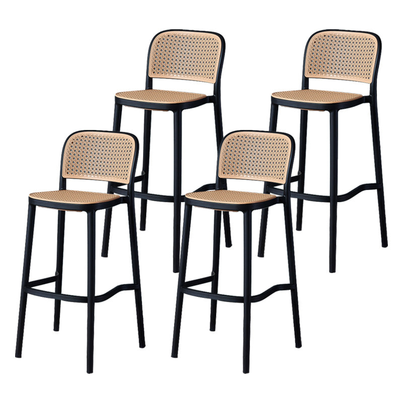 Nordic Style Bar-stool Square Counter Bar Stool with Plastic Legs for Kitchen Black 4 Piece Set Clearhalo 'Bar Furniture' 'Bar Stools' 'bar_stools' 'furn' 'furn_bar_stools' 'Furniture' 'furniture_bar_stools' 'Kitchen & Dining Furniture' 4984215
