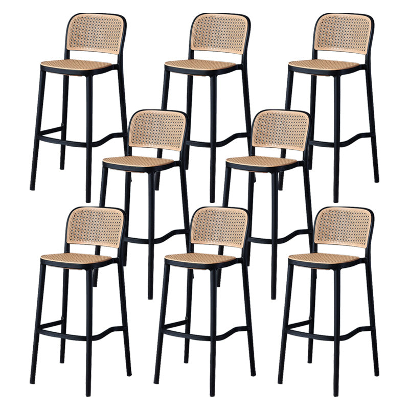 Nordic Style Bar-stool Square Counter Bar Stool with Plastic Legs for Kitchen Black 8 Piece Set Clearhalo 'Bar Furniture' 'Bar Stools' 'bar_stools' 'furn' 'furn_bar_stools' 'Furniture' 'furniture_bar_stools' 'Kitchen & Dining Furniture' 4984218