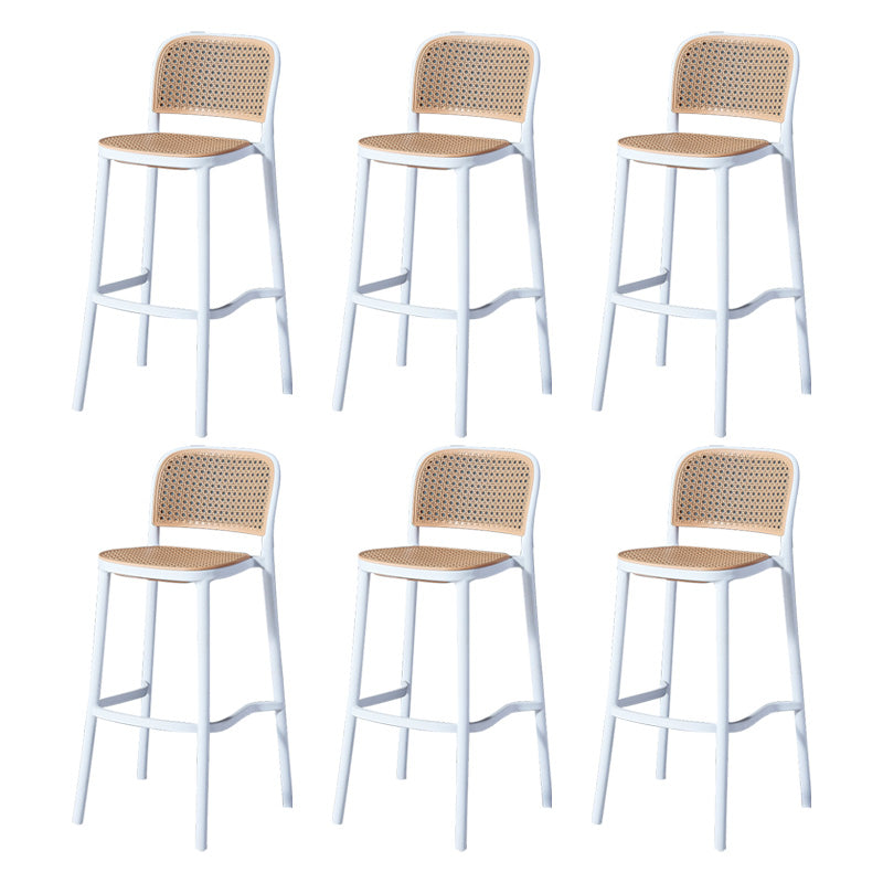 Nordic Style Bar-stool Square Counter Bar Stool with Plastic Legs for Kitchen White 6 Piece Set Clearhalo 'Bar Furniture' 'Bar Stools' 'bar_stools' 'furn' 'furn_bar_stools' 'Furniture' 'furniture_bar_stools' 'Kitchen & Dining Furniture' 4984224