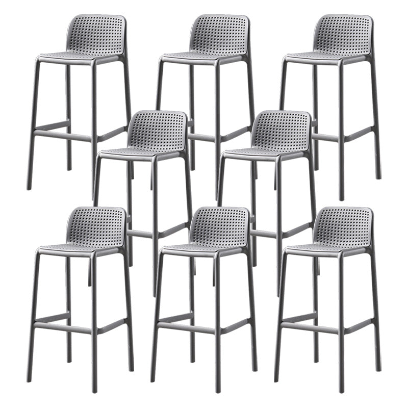 Nordic Style Bar-stool Plastic Counter Bar Stool with Plastic Legs for Kitchen Grey 8 Piece Set Clearhalo 'Bar Furniture' 'Bar Stools' 'bar_stools' 'furn' 'furn_bar_stools' 'Furniture' 'furniture_bar_stools' 'Kitchen & Dining Furniture' 4984235