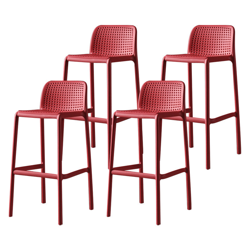 Nordic Style Bar-stool Plastic Counter Bar Stool with Plastic Legs for Kitchen Red 4 Piece Set Clearhalo 'Bar Furniture' 'Bar Stools' 'bar_stools' 'furn' 'furn_bar_stools' 'Furniture' 'furniture_bar_stools' 'Kitchen & Dining Furniture' 4984244