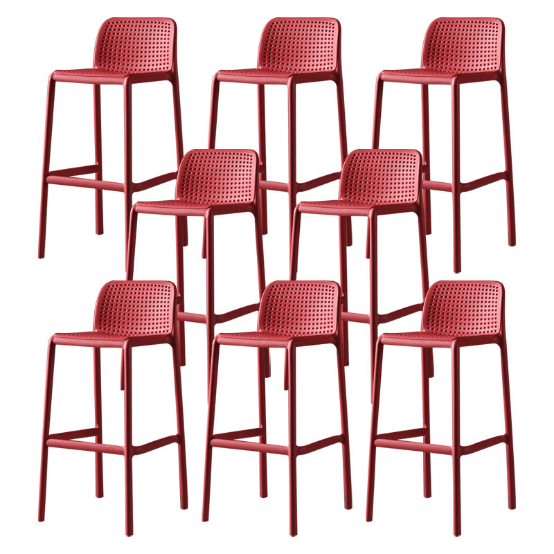 Nordic Style Bar-stool Plastic Counter Bar Stool with Plastic Legs for Kitchen Red 8 Piece Set Clearhalo 'Bar Furniture' 'Bar Stools' 'bar_stools' 'furn' 'furn_bar_stools' 'Furniture' 'furniture_bar_stools' 'Kitchen & Dining Furniture' 4984247
