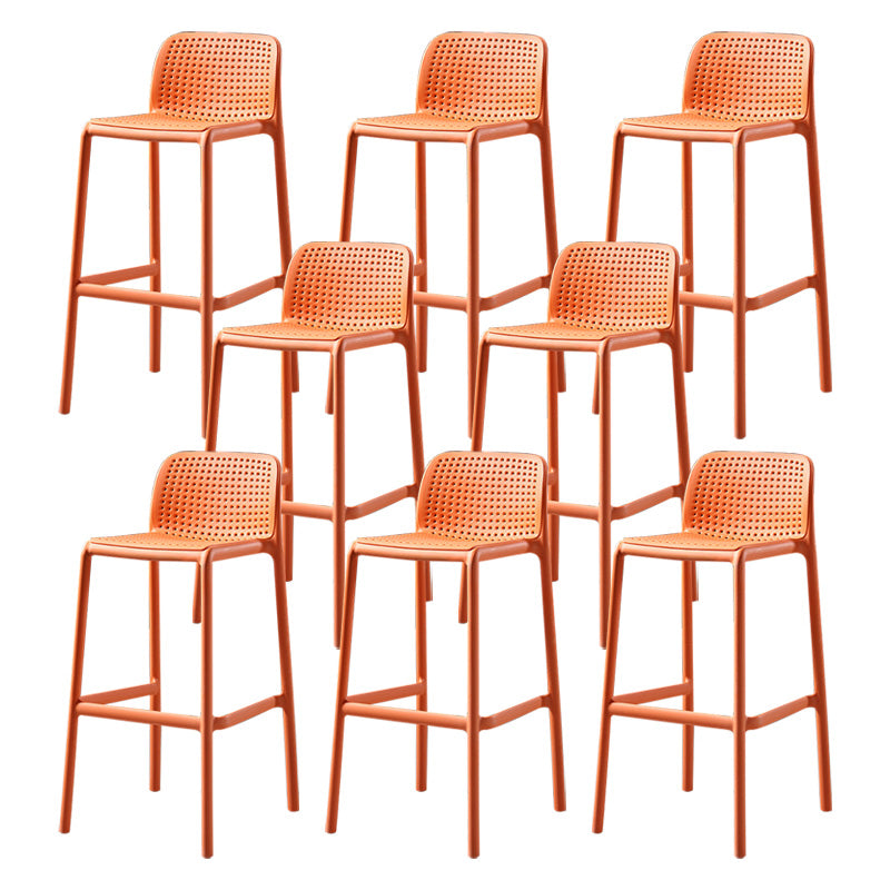 Nordic Style Bar-stool Plastic Counter Bar Stool with Plastic Legs for Kitchen Orange 8 Piece Set Clearhalo 'Bar Furniture' 'Bar Stools' 'bar_stools' 'furn' 'furn_bar_stools' 'Furniture' 'furniture_bar_stools' 'Kitchen & Dining Furniture' 4984251