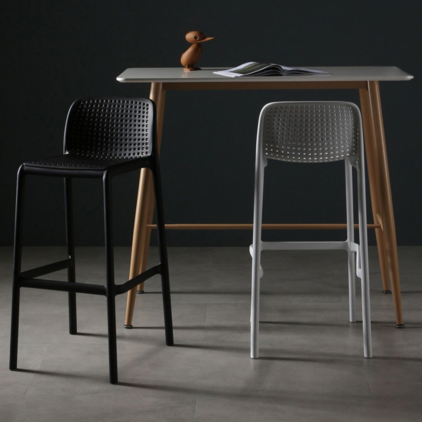 Nordic Style Bar-stool Plastic Counter Bar Stool with Plastic Legs for Kitchen Clearhalo 'Bar Furniture' 'Bar Stools' 'bar_stools' 'furn' 'furn_bar_stools' 'Furniture' 'furniture_bar_stools' 'Kitchen & Dining Furniture' 4984257