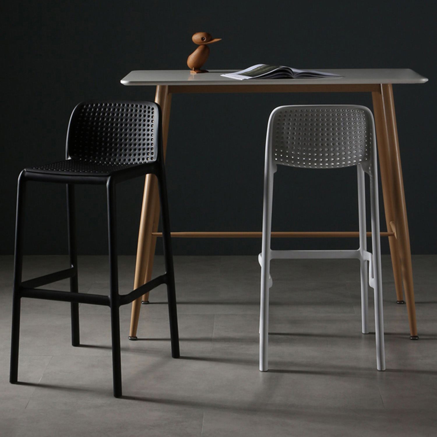 Nordic Style Bar-stool Plastic Counter Bar Stool with Plastic Legs for Kitchen Clearhalo 'Bar Furniture' 'Bar Stools' 'bar_stools' 'furn' 'furn_bar_stools' 'Furniture' 'furniture_bar_stools' 'Kitchen & Dining Furniture' 4984257