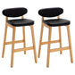 Contemporary Bar-stool Square Counter Bar Stool with Wooden Legs for Kitchen Black Natural 2 Piece Set Clearhalo 'Bar Furniture' 'Bar Stools' 'bar_stools' 'furn' 'furn_bar_stools' 'Furniture' 'furniture_bar_stools' 'Kitchen & Dining Furniture' 4984263