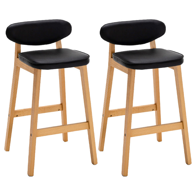Contemporary Bar-stool Square Counter Bar Stool with Wooden Legs for Kitchen Black Natural 2 Piece Set Clearhalo 'Bar Furniture' 'Bar Stools' 'bar_stools' 'furn' 'furn_bar_stools' 'Furniture' 'furniture_bar_stools' 'Kitchen & Dining Furniture' 4984263