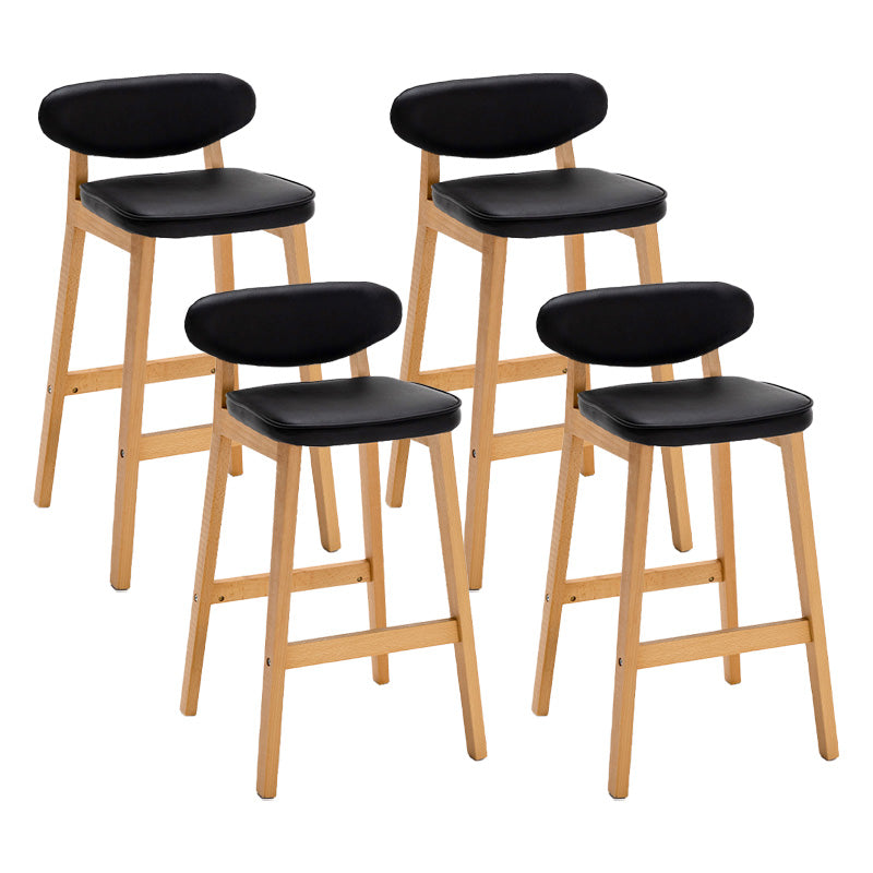 Contemporary Bar-stool Square Counter Bar Stool with Wooden Legs for Kitchen Black Natural 4 Piece Set Clearhalo 'Bar Furniture' 'Bar Stools' 'bar_stools' 'furn' 'furn_bar_stools' 'Furniture' 'furniture_bar_stools' 'Kitchen & Dining Furniture' 4984266